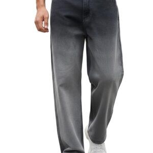 Urbano Fashion Men's Loose Baggy Fit Heavy Washed Faded Denim Jeans Non-Stretchable