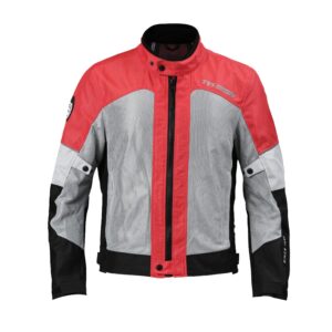 TVS Racing Road Zipper Riding Jacket for Men-High Abrasion 600D Polyester, CE Level 2 Armour Protection-Essential Bike Jacket for Bikers (Red-XL)